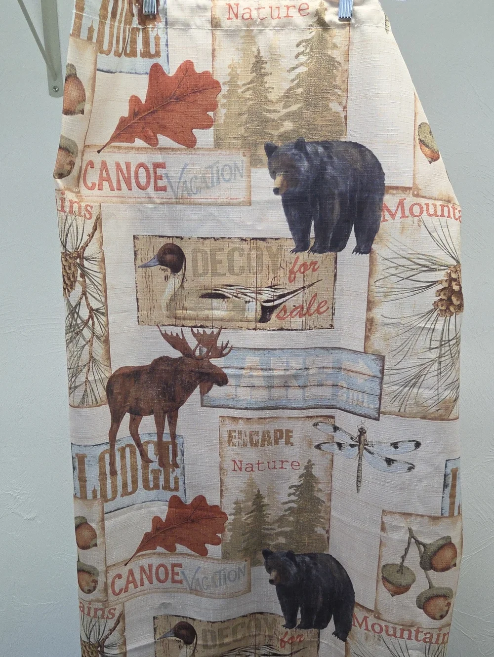 Rustic Lodge Bear & Moose Print  Shower Curtain - Cream Brown